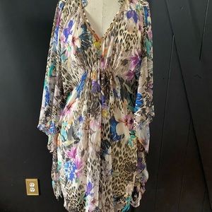 Bohemian animal print kaftan dress